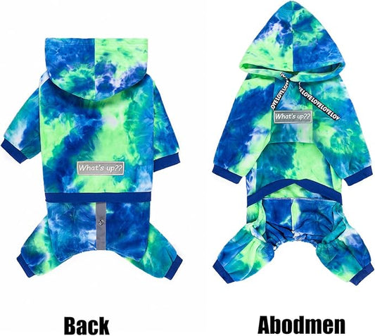 Dog Hoodies Winter Coat for Large Medium Dogs, Pullover 5 Legs Warm Coat Hooded Sweatshirt, Fleece Hoodie for Cold Weather (Bandhnu Green, X-Large)