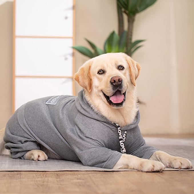 Dog Hoodies Winter Coat for Large Medium Dogs, Pullover 8 Legs Warm Coat Hooded Sweatshirt, Fleece Hoodie for Cold Weather (Grey, 2X-Large)