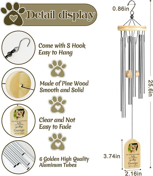 Pet Memorial Wind Chimes, Personalized Pet Memorial Wind Chime, You Were My Favorite, Medium Size, Sentimental Style, Aluminum Material, Funeral Occasion