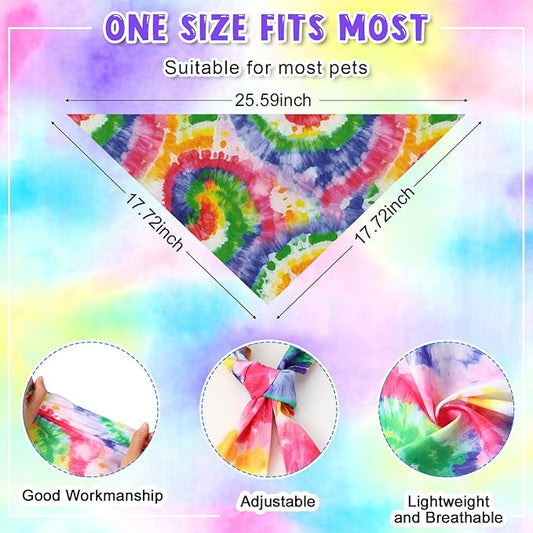 Amylove 120 Pcs Christmas Dog Bandanas Bulk Thanksgiving Day Holiday Triangle Dog Pack Puppy Kerchief Bandana Adjustable Pet Scarf for Pet Cat Costume Accessories Decor(Tie Dye)