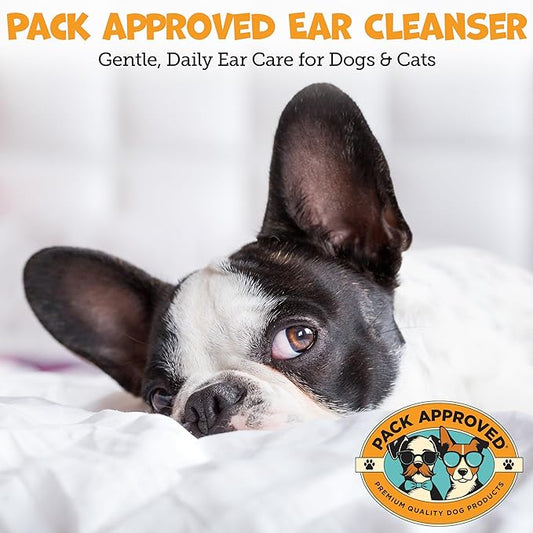 Cat & Dog Ear Cleaning Solution - Helps Remove Wax, Debris, and Dirt - Non-Stinging, Non-Burning Daily Use Formula - Cat & Dog Ear Wash for Itchy Ears - Cucumber Melon Scent (8oz)