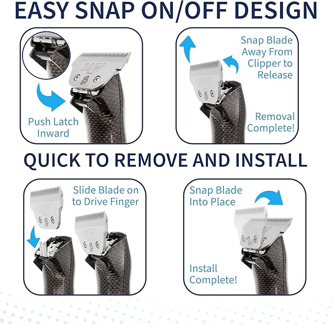 Detachable A Series Wide 10 Blade Dog Grooming Cut Length 3/32" - 2.4mm Japanese Carbonized Steel Wide Grooming Blades Compatible A5 Series Clippers for Dogs(10W)