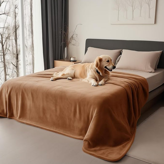 Waterproof Throw Blanket – Leakproof, Spill-Proof Flannel Blanket for Bed, Couch, Kids & Pets Protection, Reversible Water-Proof Design (Velvet Brown & Twilight Blue, 40x60)