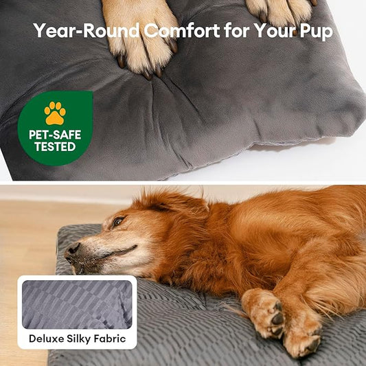 FUNNY FUZZY 35×23 Washable Dog Crate Bed,Orthopedic Cushion Mattress for Large Dogs-Fits 36 Inch Dog Crates, Reversible,Durable & Comfortable Pet Bed,L,Charcoal Grey