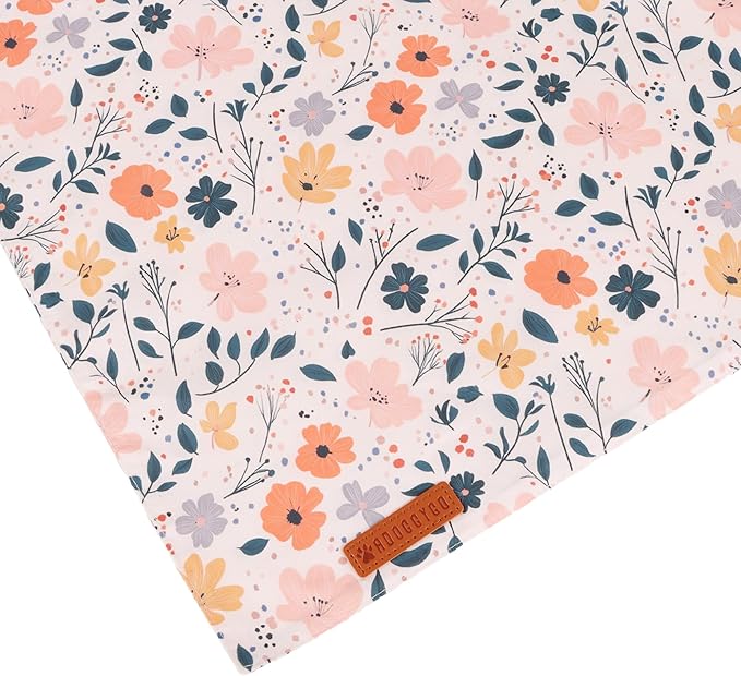 ADOGGYGO Floral Dog Bandana, Black Pink Flower Pet Scarf, Premium Durable Fabric, Cute Floral Bandanas for Medium Large Dogs (Large)