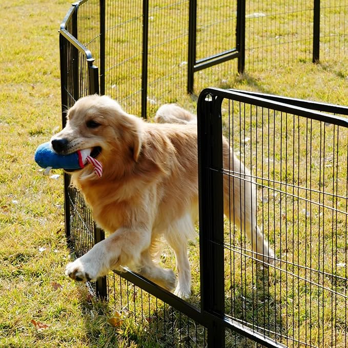 SunsGrove Dog Playpen Out Door with Wider Door, Heavy Duty 50 Inch 2 Panels Dog Pen, Anti Rust Dog Fence, Easy Insert into Soil, Pet Playpen for Yard RV Camping
