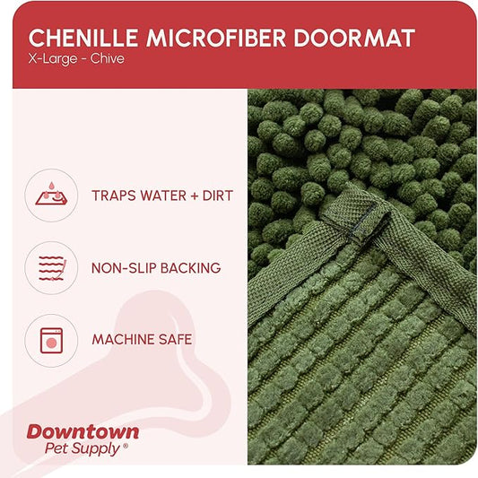 My Doggy Place Microfiber Dog Mat for Muddy Paws, 60" x 36" Chive - Non-Slip, Absorbent and Quick-Drying Dog Paw Cleaning Mat, Washer and Dryer Safe - X-Large/Runner