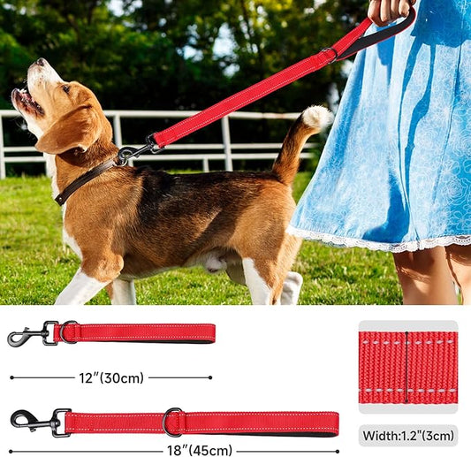 Dog Leash, Short Dog Leash, Leashes for Large Breed Dogs,Traffic Padded Handle- Reflective Training Lead, Perfect for Medium to Large Dogs(24 Inch, Red)