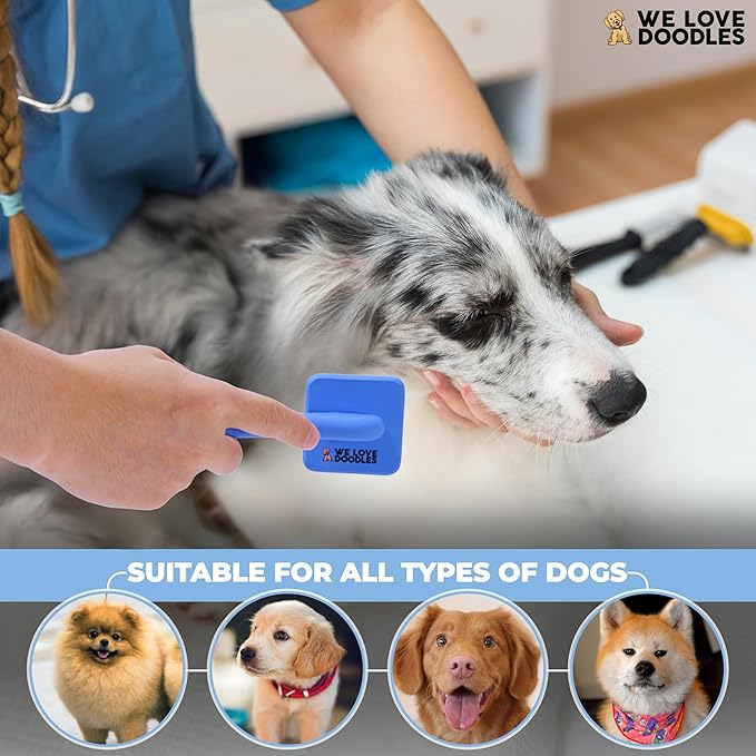 We Love Doodles Dog Slicker Brush for Grooming Pet Hair - Best Brushes For Poodle & Golden Doodle - Long Haired Coat Hairbrush - Goldendoodle Long Pin Brush For Dematting (Extra Small)