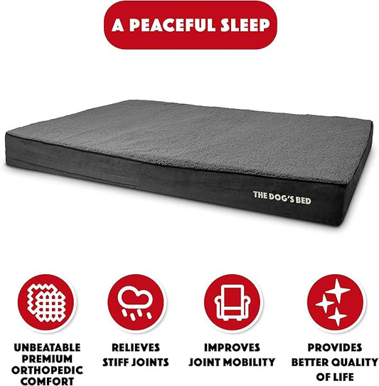 The Dog’s Bed Orthopedic Jumbo Memory Foam Dog Bed, XXXL Grey Plush, Pain Relief for Arthritis, Hip & Elbow Dysplasia, Post Surgery, Lameness, Supportive, Waterproof Washable Cover
