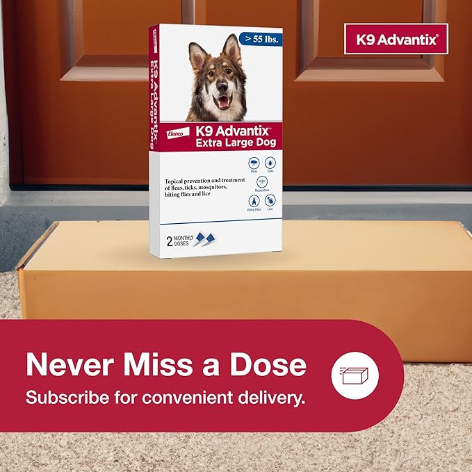 K9 Advantix Flea, Tick & Mosquito Prevention for Dogs Over 55 lbs. | Flea Drops for Extra Large Dogs | Apply Monthly | 2 Treatments (Pack of 2)