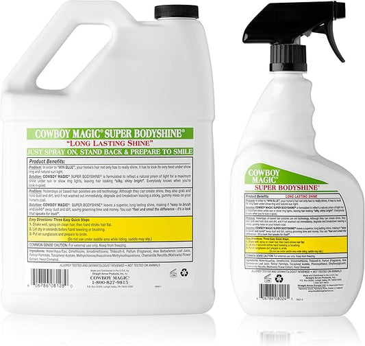 Cowboy Magic Super BodyShine Value Pack Detangler for Coat, Mane & Tail for Horses & Dogs, Mane and Tail Detangler Spray, Instant Detangling, Reduce Hair Breakage, Nourish Hair & Radiant Shine