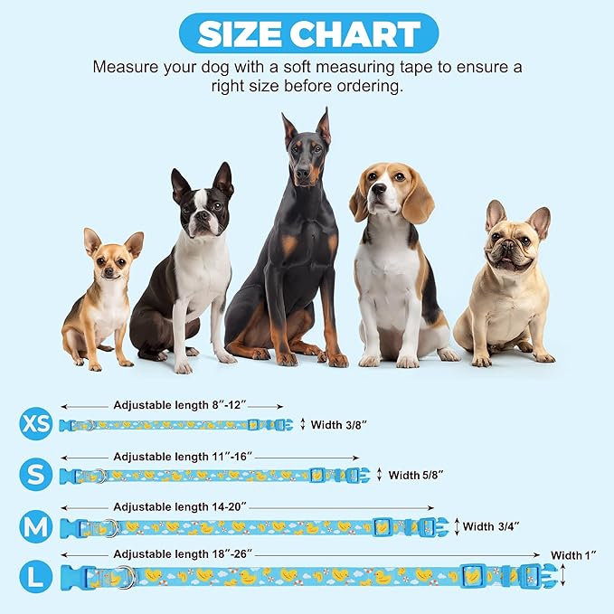 azuza Dog Collar with Bow Tie, Soft and Comfortable Adjustable Bowtie Dog Collar for Medium Dogs (M, Yellow Duck)