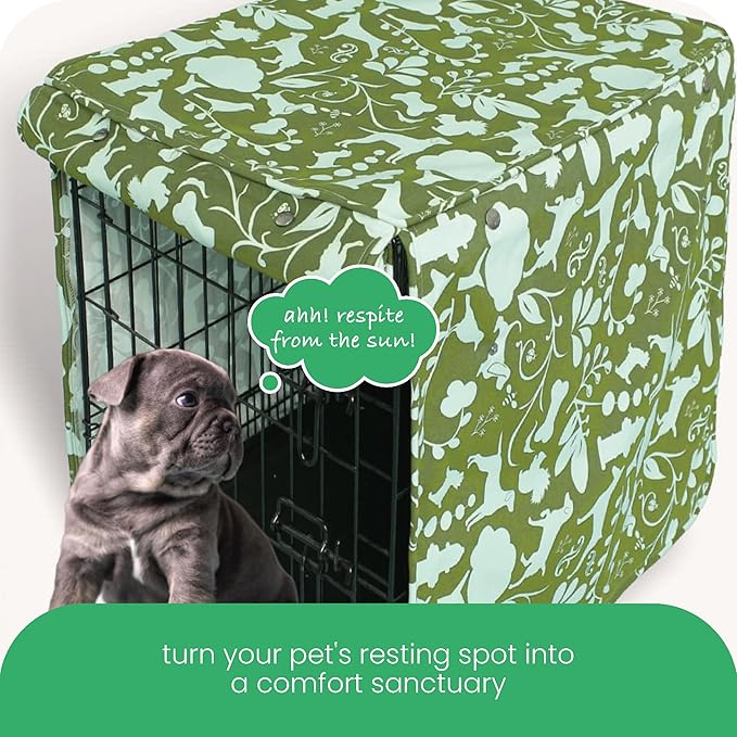 Molly Mutt Amarillo by Morning Dog Crate Cover, 100% Cotton Canvas Cover with 2 Roll-Up Panels, Ideal for Dog or Cat Crate, Durable, Washable, and Free of Harmful Chemicals, 36" x 24" x 27"