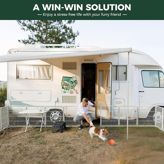 FXW Rollick Unleashed Dog Playpen for Indoor, Yard, RV Camping, 32 inch 32 Panels for Small and Medium Dogs, White│Patented