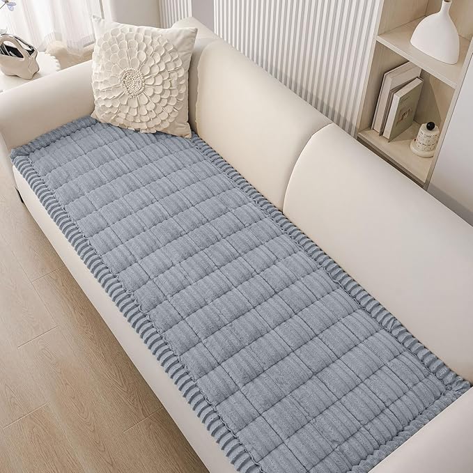 Smiry Couch Cover for Dogs Washable, Non Slip Fuzzy Pet Couch Covers for 3 Cushion Sofa Pet Friendly, Thick Soft Sofa Slipcovers Cushion Protector (Grey, 27.6" x 88")