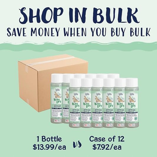 Bobbi Panter Dog Shampoo - Made in USA - All Natural Formula for Itch Relief & Soothing Skins, Concentrated 16:1 for Professional Groomers - Green Apple Scent, 13 Oz (Case of 12)