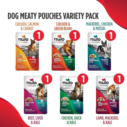 Nulo Freestyle Variety Flavor Real Meat Grain-Free Premium Puppy & Dog Food Topper, 2.8 Ounce (Pack of 6)