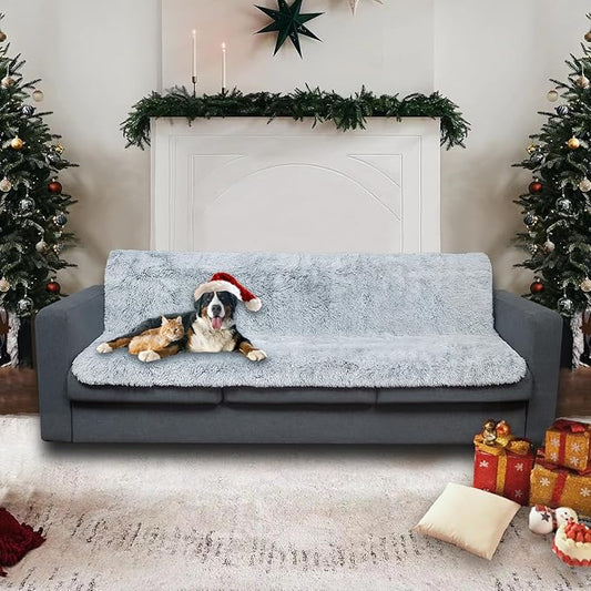 Dogs/Cats Bed Mats, Dog Pad Washable Removable Couch Cover with Anti-Slip Back, Plush Long Fur Mat, Perfect for Small, Medium and Large Dogs.(Light Gray, 40"x50")