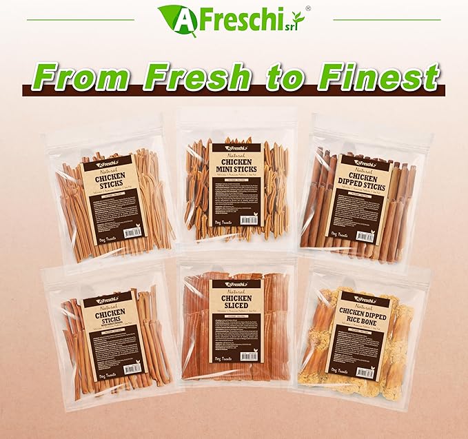 AFreschi Natural Chicken Dipped Rice Bone 16 oz, All Natural, Grain-Free, High-Protein, Healthy & Easily Digestible, Soft Texture