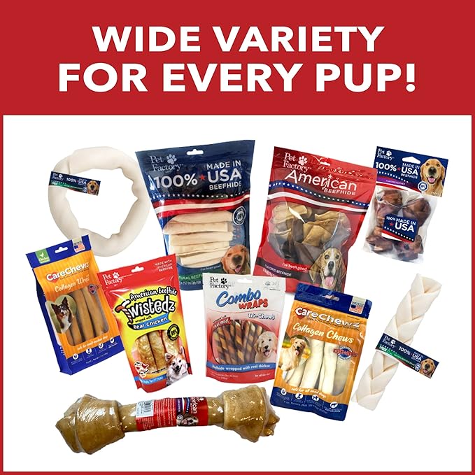 Pet Factory American Beefhide 5" Chip Rolls Dog Chew Treats - Beef & Chicken Flavor, 50 Count/1 Pack