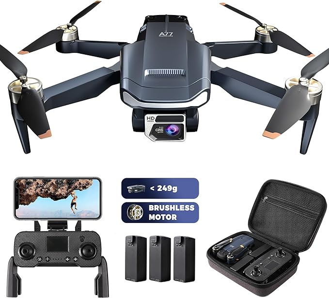 CHUBORY A77 Brushless Motor Drone with Camera for Adults 4K HD, 2650 FT Long-Distance Control, 84 Min Flight Duration, WiFi FPV Quadcopter, Auto Hover, Follow Me Function, 3 Batteries for Beginners