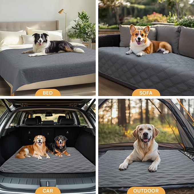Luciphia 100% Waterproof Couch Cover Blanket for Dogs Anti-Slip Pet Couch Protector Sofa Mat Puppy Cat Blanket with Non-Slip Bottom, Grey, 82x120 Inch