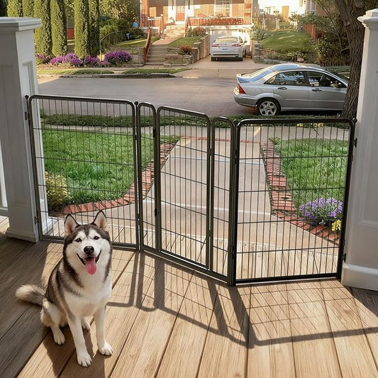 FXW Dog Gate Extra Wide Designed for Indoor Use, Adjustable Width Up to 83-inch Wide (40" H 3 Wire Panels for Medium and Large Dogs), Black