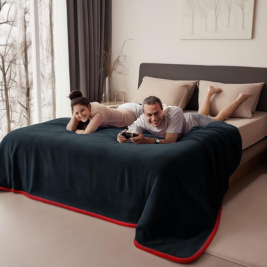 Waterproof Blanket for Bed, Couch, Kids & Pets Protection – Splash-Proof, Spill-Proof, Leakproof Flannel Blanket Reversible Design (Passion Red & Midnight Black, Double Size)