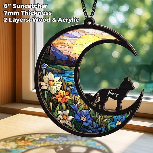 6'' Chinese Crested Dog Memorial Suncatcher Personalized Name Breed Pet Ornament Window Car Hanging Sympathy Gift for Loss of Pet Passed Away Remembrance Gift for Dog Lovers SCD-B11-6-26