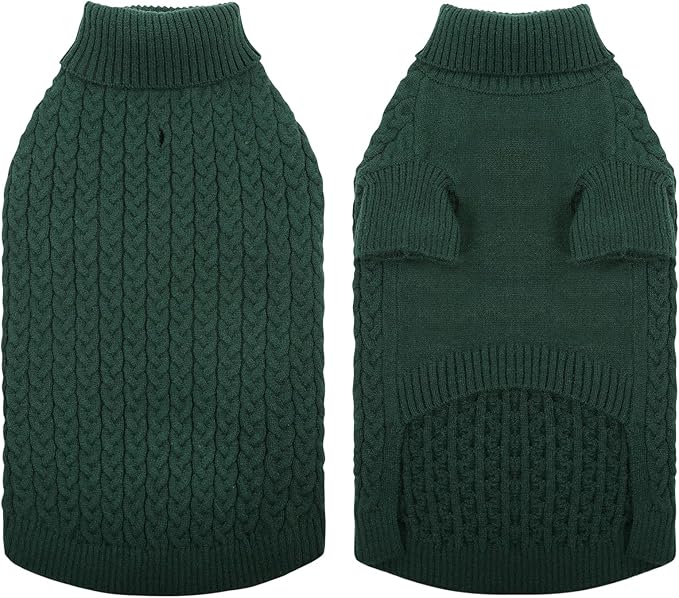 SAWMONG Dog Sweater, Dog Sweaters for Large Dogs Girls Boys, Pullover Turtleneck Knitted Doggy Sweatshirt, Cold Weather Pet Clothes(Green, 2X-Large