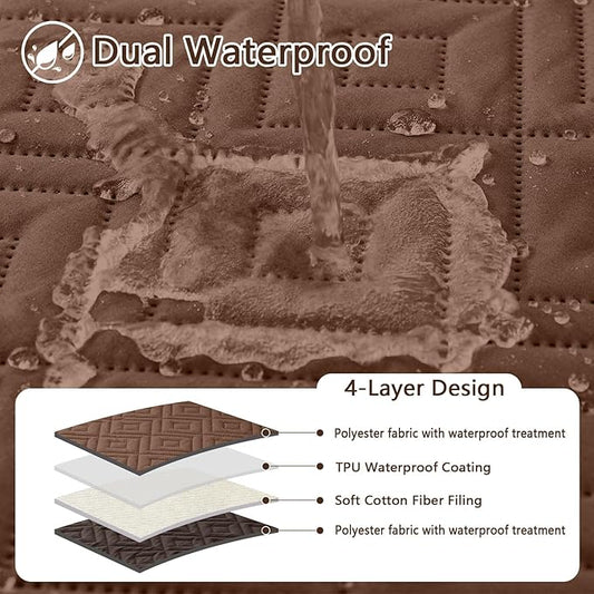 hyha Waterproof Dog Blanket, Soft Pet Bed Blankets, Waterproof Sofa Couch Cover for Dogs Washable, Reversible Pet Couch Covers for Sofa Furniture (40x90 Inch, Brown/Chocolate)