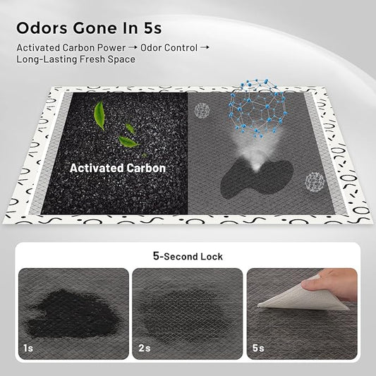 Charcoal Puppy Pee Pads for Dogs, 22"x22" 50 Counts + 1 Extra Health Monitoring Pad - Disposable Dog Potty Training Pads, Odor-Control, Super Absorbent & Leak-Proof