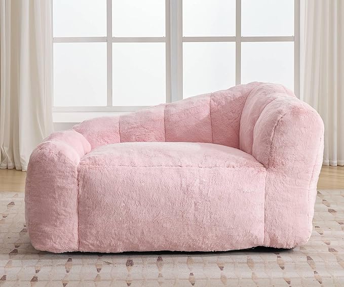 Dog Sofa Couch for Extra Large Medium Dogs, 51” Memory Foam Pets Sofa with Faux Fur Fabric Pink