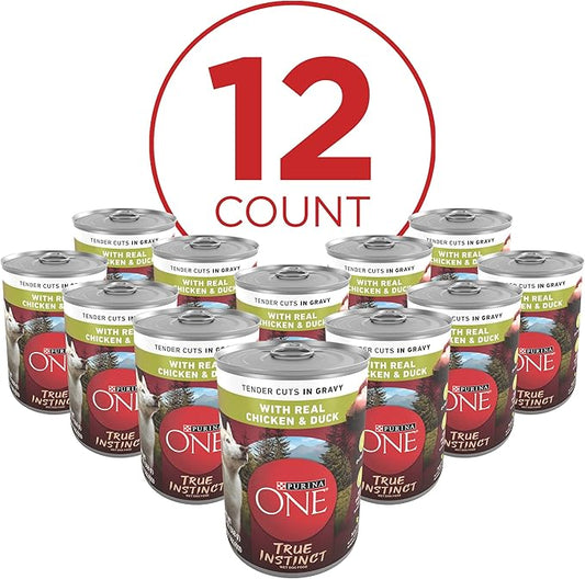Purina ONE High Protein Wet Dog Food True Instinct Tender Cuts in Dog Food Gravy With Real Chicken and Duck - (Pack of 12) 13 oz. Cans