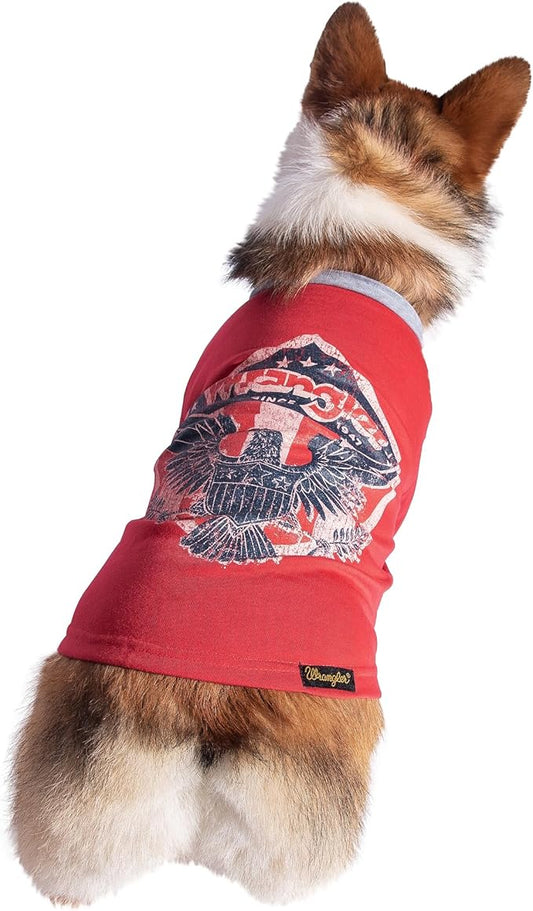 Wrangler Red Dog T-Shirt Small – Western Rope Shield Logo Dog Tshirt for Small Dogs, Soft Comfortable Tee