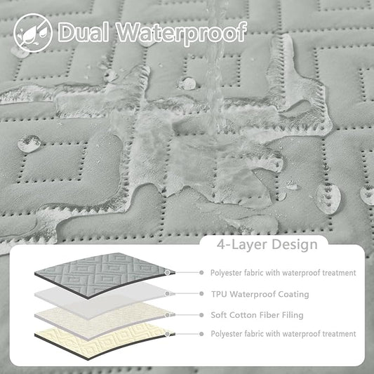 hyha Waterproof Dog Blanket, Soft Dog Bed Cover Pet Blankets, Waterproof Sofa Couch Cover for Dogs Washable, Reversible Pet Couch Covers for Sofa Furniture (30x53 Inch, Grey/Beige)