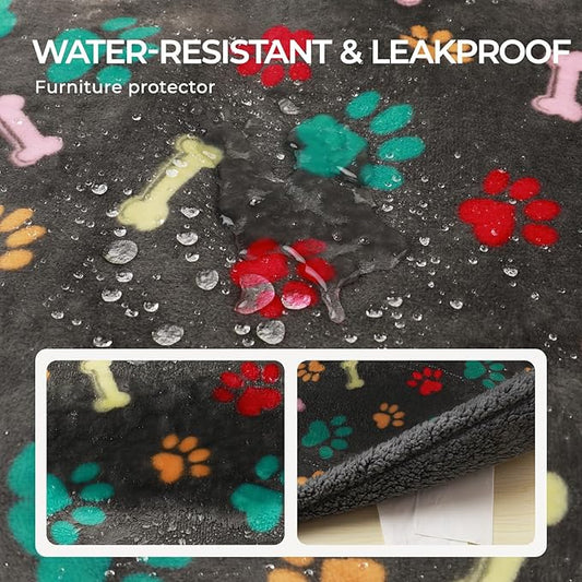 Luciphia Waterproof Pet Blankets for Couch Sofa Bed Cover Cat Liquid Pee Proof Washable Soft Fluffy Large Dog Blanket Reversible Furniture Protection Puppy Grey Bone Thicken Small(40" x 28")