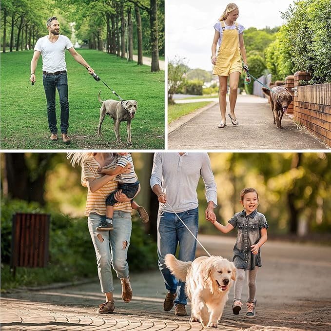 Long Dog Leash 150 FT: Heavy Duty Rope Leashes for Dogs Training with Swivel Lockable Hook Reflective Threads Bungee and Padded Handle - Dog Lead for Large Small Medium Dogs Outside Walking Hiking