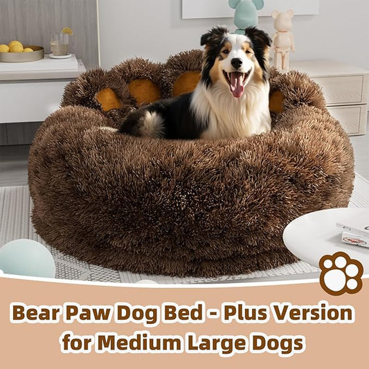 Cute Dog Bed Medium Size Dogs Beds Couch Pet Bed with Washable Removable Cover Egg Crate Foam Waterproof Orthopedic Dog Beds (Khaki,M)