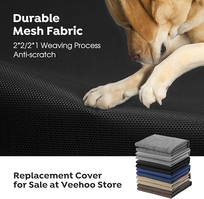 Veehoo Outdoor Elevated Dog Bed Large Sized Dogs, Extra Large Cooling Raised Dog Cots Beds Training Platform Off Ground Hammock with Breathable Mesh, No-Slip Feet, 45"x33", Black