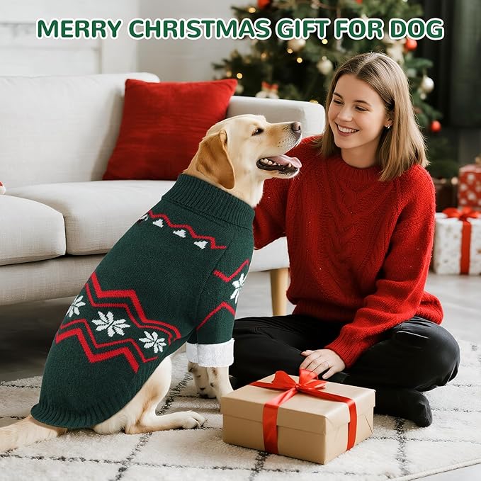 WINGOIN Dog Sweater for Medium Dogs, Dog Christmas Sweaters, Male Female Knit Dogs Turtleneck Pullover with Leash Hole, Pet Warm Winter Clothes for Girl Boy Jack Russell, Vini Schnauzer, Pug (M)
