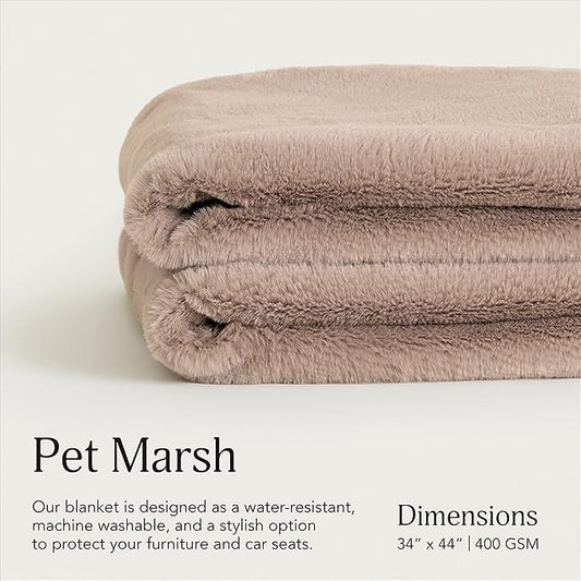 UnHide Lil’ Pet Marsh – Faux Fur Pet Blanket – Extra Soft, Lightweight, Washable Dog Blanket – Comfort and Protection for Couch, Crate, or Bed – Mocha Shar Pei 34 x 44