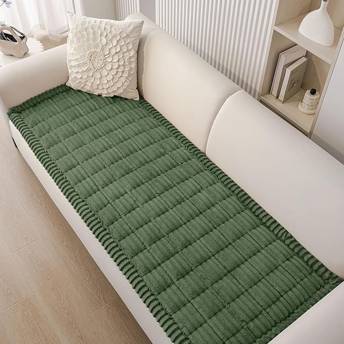 Smiry Couch Cover for Dogs Washable, Non Slip Fuzzy Pet Couch Covers for 3 Cushion Sofa Pet Friendly, Thick Soft Sofa Slipcovers Cushion Protector (Dark Green, 27.6" x 88")