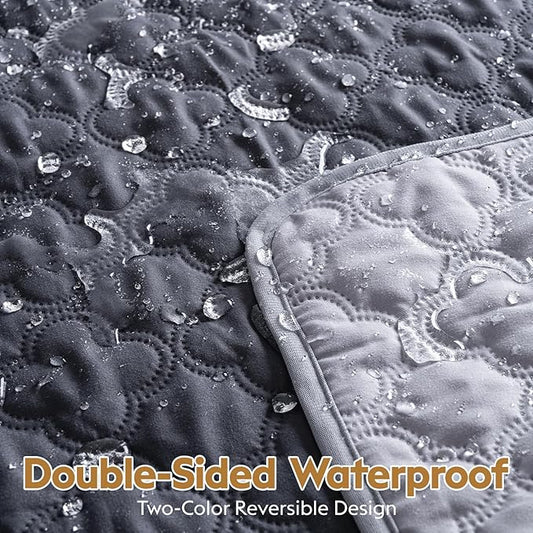 100% Double-Sided Waterproof Blanket, Couch Cover for Dogs Washable, Reversible Dog Bed Cover. (Dark&Light Grey, 68 X 82 Inch - 1 Pack)