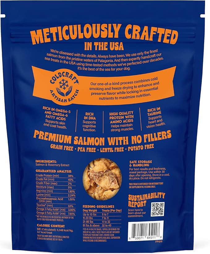 Finfare Freeze Dried Dog Treats, Salmon Nuggets, Protein & Omega-3s, Grain Free Salmon Dog Training Treats, Crafted in USA, 9oz