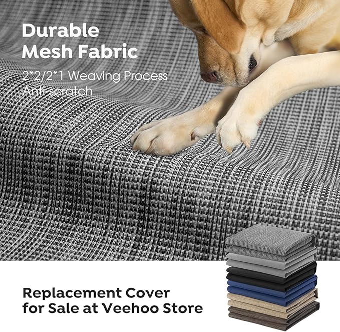 Veehoo Outdoor Elevated Dog Bed Large Sized Dogs, XXL Cooling Raised Dog Cots Beds Training Platform Off Ground Hammock with Breathable Mesh, No-Slip Feet, 59"x37.5", Black Silver