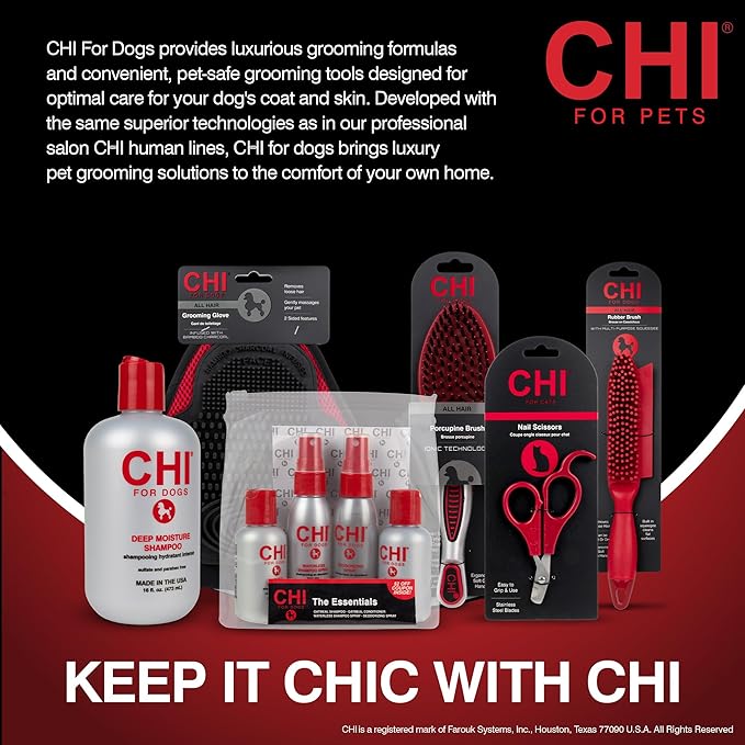 CHI for Dogs Soap Dispensing Palm Brush - Handheld Dog Grooming Tool with Built-in Soap Dispenser - Easy-to-Use Dog Brush for Bathing and Massaging Coats - Gentle on Skin