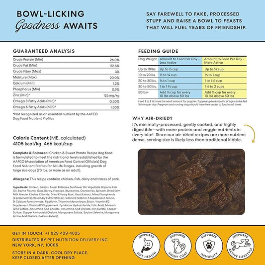 The Pets Table Small Batch Air Dried Dog Food for Dogs Large, Medium and Small | Puppy Dog Food, Adult Dog Food, Senior Dog Food | Chicken & Sweet Potato 4.5 lbs / 72 oz Bag