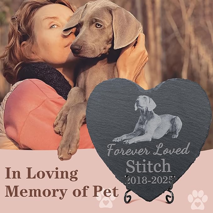 Pet Memorial Stone, Dog Memorial Stone, Dog Memorial Gifts for Loss of Dog, Pet Memorial Gifts, Loss of Pet Sympathy Gift, in Loving Memory Pet - Forever Loved - Heart Shaped